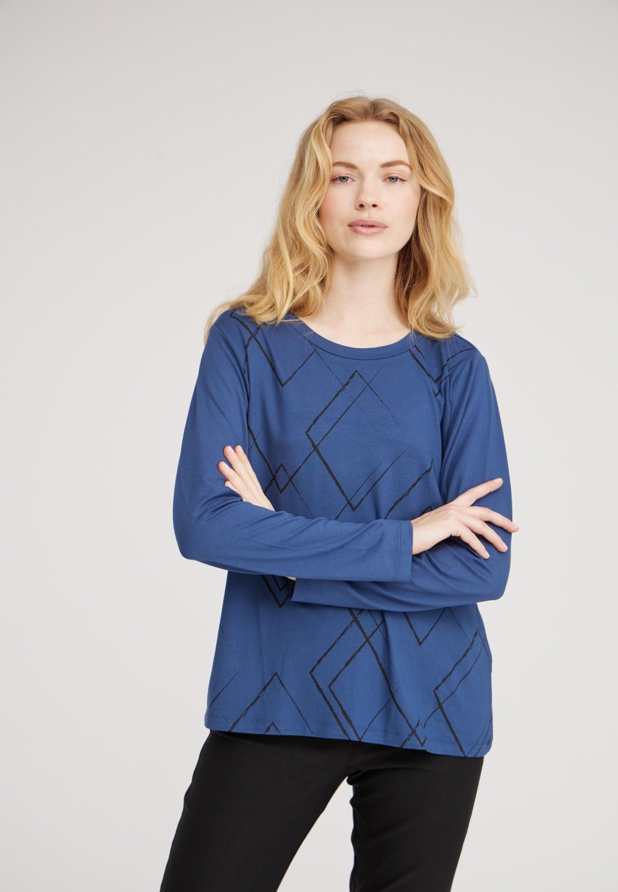 Tops Laurie | Amanda Argyle Jersey Blouse - Nordic Blue Black Print