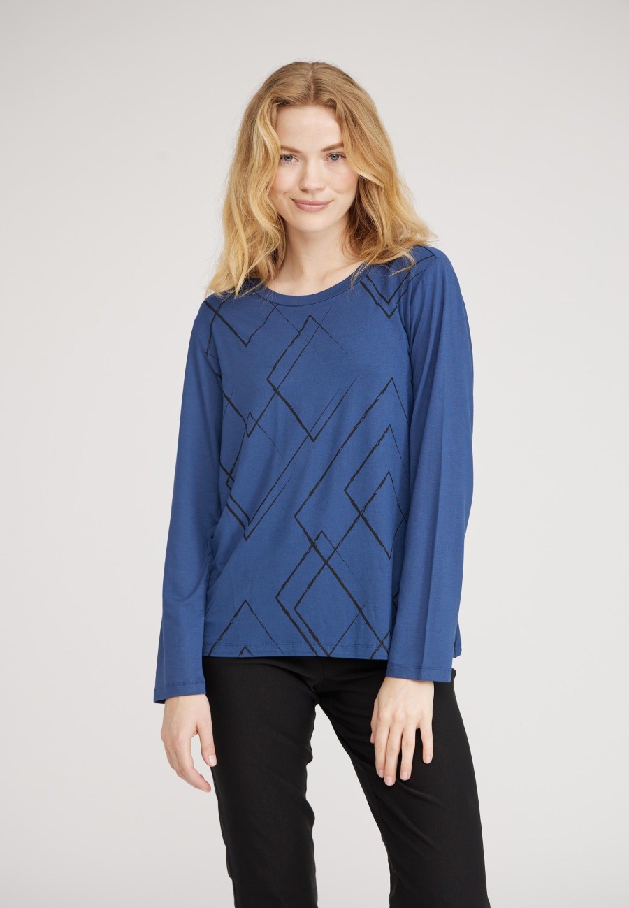 Tops Laurie | Amanda Argyle Jersey Blouse - Nordic Blue Black Print