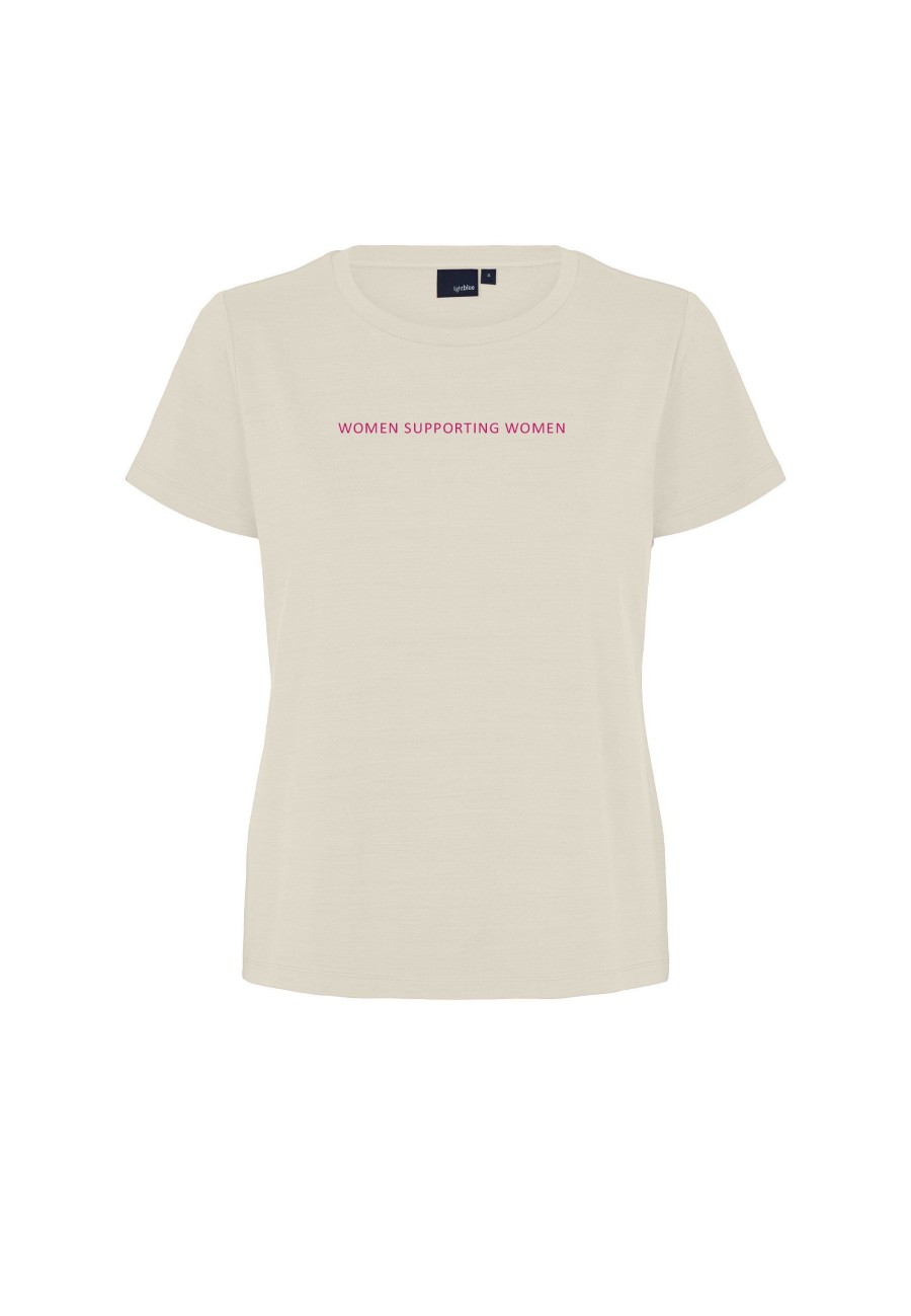 Tops Laurie | Amanda - Women Supporting Women Jersey T-Shirt - Ivory Fabric With Hot Pink Print