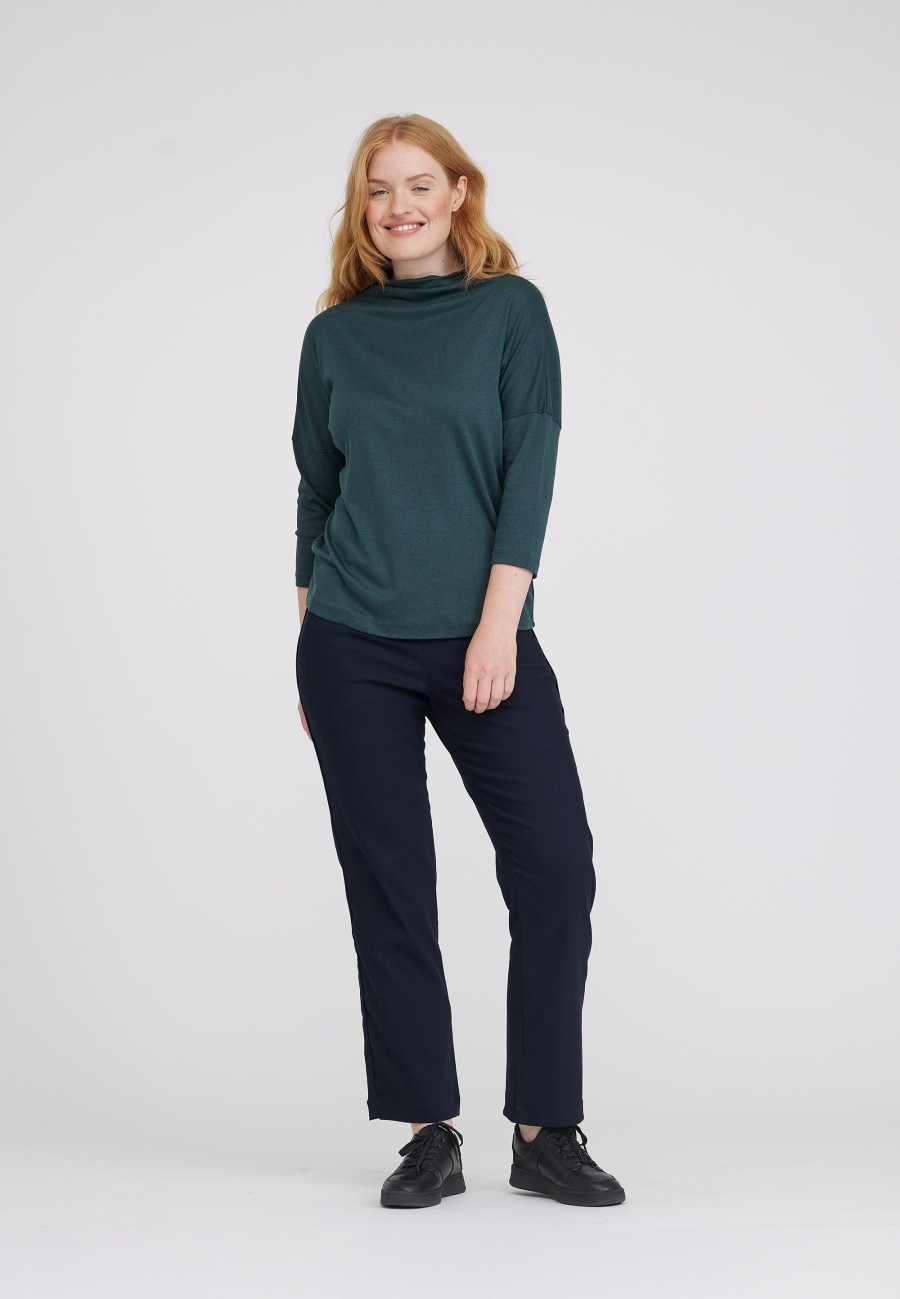 Tops Laurie | Esther Jersey Blouse - Darkest Green