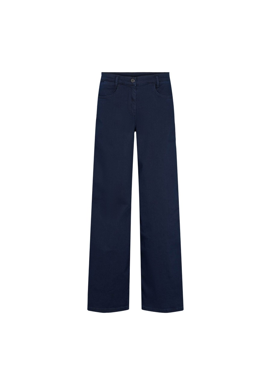 Silhouette Laurie | Serene 5-Pocket Loose - Medium Length - Dark Blue Denim