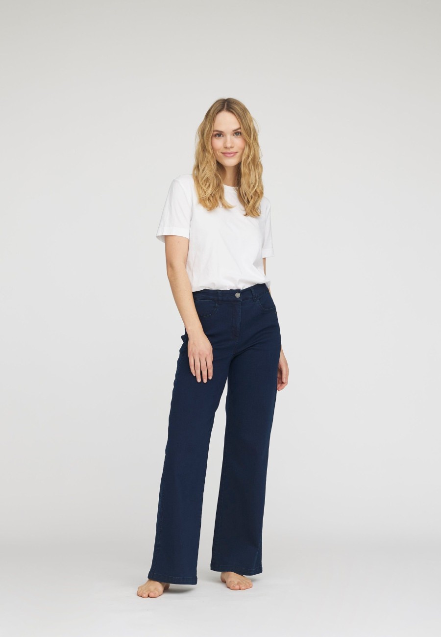 Silhouette Laurie | Serene 5-Pocket Loose - Medium Length - Dark Blue Denim