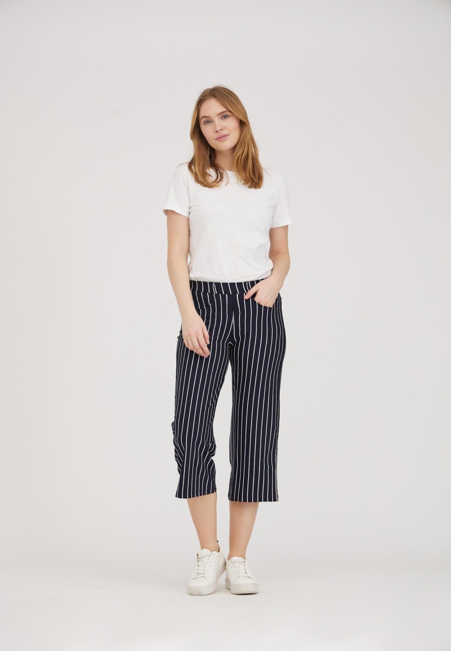 Silhouette Laurie | Donna Loose Jersey Crop - Navy Stripe