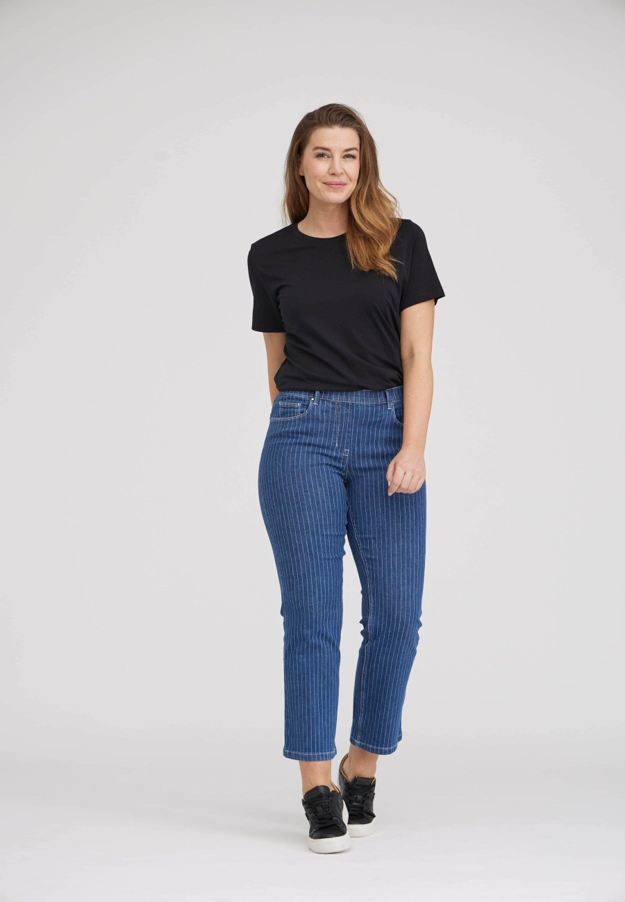 Silhouette Laurie | Helen Straight - Extra Short Length - Blue Denim Stripe