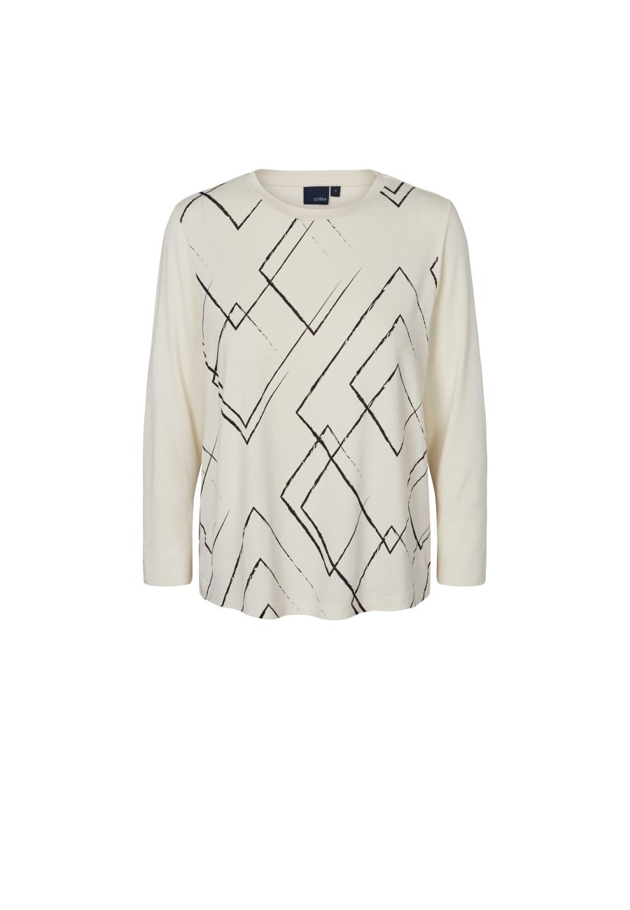 Tops Laurie | Amanda Argyle Jersey Blouse - Ivory Fabric With Black Print